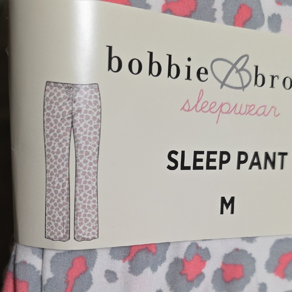 Bobbie Brooks Pink & Gray Leopard Print Sleep Pants - Picture 2 of 4